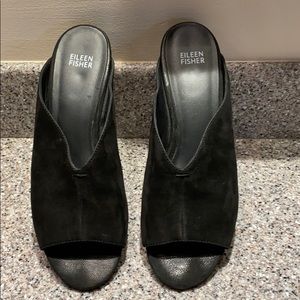 Eileen Fisher Black Suede Sandals